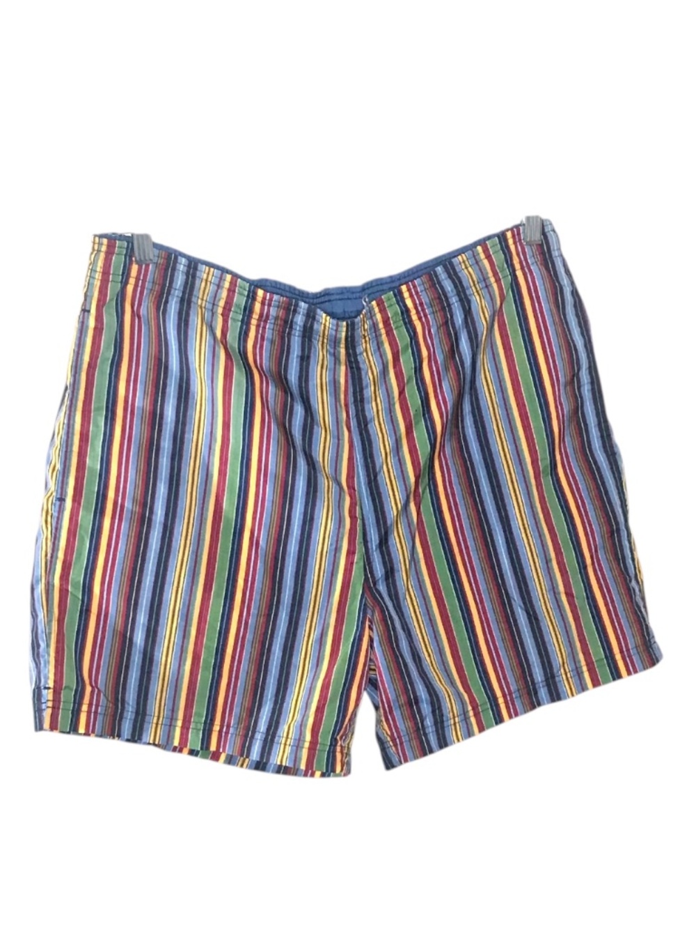 Retro Rainbow Stripe Swim Trunks Board Shorts Men's XL